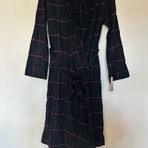 Stars Above Black and Pink Plaid Robe